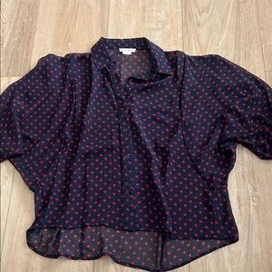 Sans Souci Navy and Red Polka Dot Blouse
